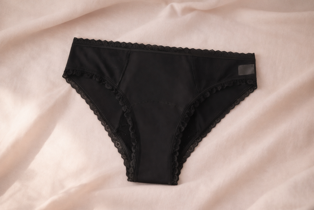 ROSEA – Culotte menstruelle en dentelle de coton taille haute